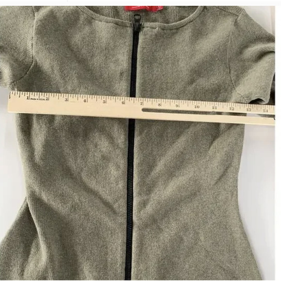 n:philanthropy Sweater Womens Small Green Zip Front Knit Fitted Long Sleeve - Picture 6 of 7
